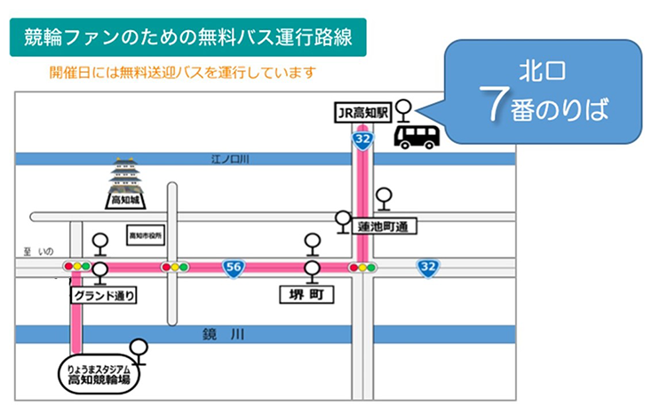 競輪ファンのための無料バス運行路線